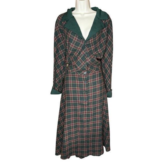 Unique Vintage Green Plaid Tartan Dress 5X NWOT - Picture 2 of 9